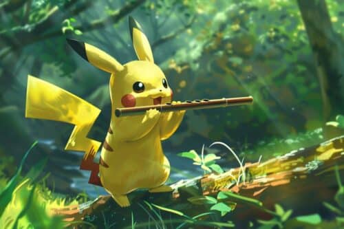 pikachu joue flute